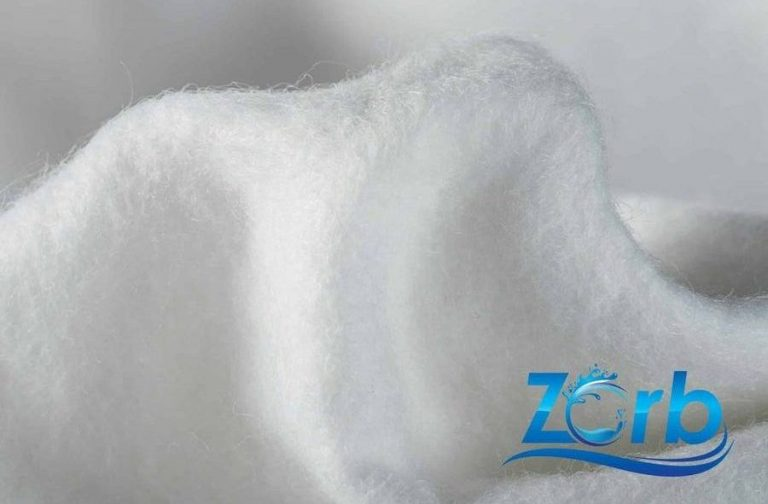 Folded Zorb absorbent core fabric with the Zorb logo watermark