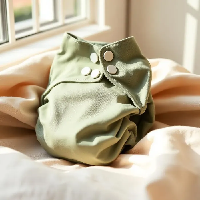Pocket cloth diaper with the inner sleeve opened to show a folded Zorb insert
